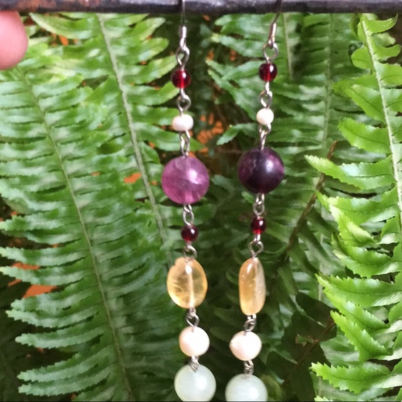 Natural gemstone drop duster earrings - Picture 4 of 4